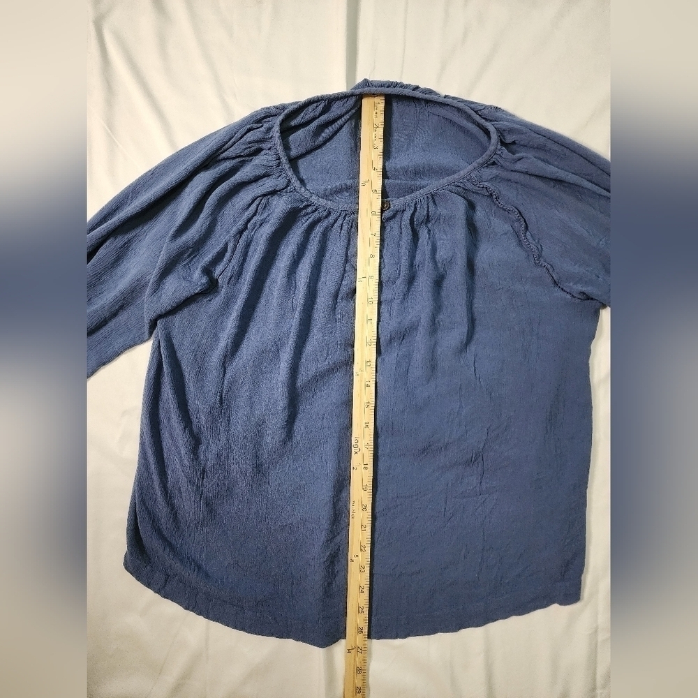 A.N.A Women Top Keyhole Bijou Blue Pleated Blouse XXL - Picture 3 of 8